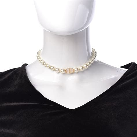 dior choker pearl|dior pearl choker necklace.